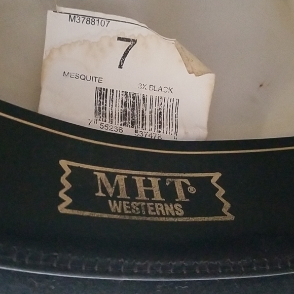 Vintage Western Gothic Black Cowgirl Hat Size 7 Black Roses - Picture 7 of 8